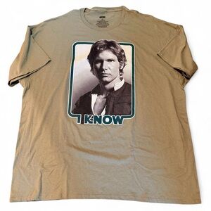 Star Wars "I Know" Olive Graphic Short-Sleeve Men’s Tee with Icon Portrait
